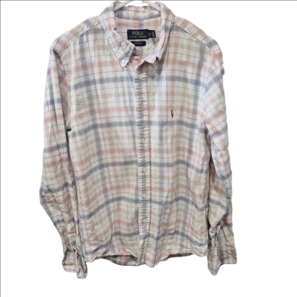 Ralph Lauren Polo Custom Fit 15.5 Plaid Long Sleeve Button Down Shirt Medium